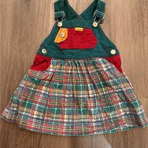 Vintage Bonjour Plaid Overall Dress